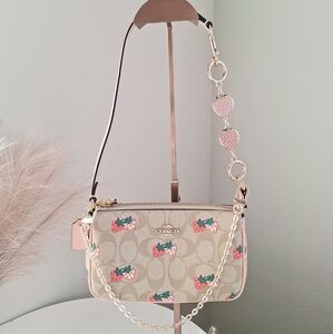 NWT Coach Nolita 19 In Signature With Strawberry Print CB603+chains